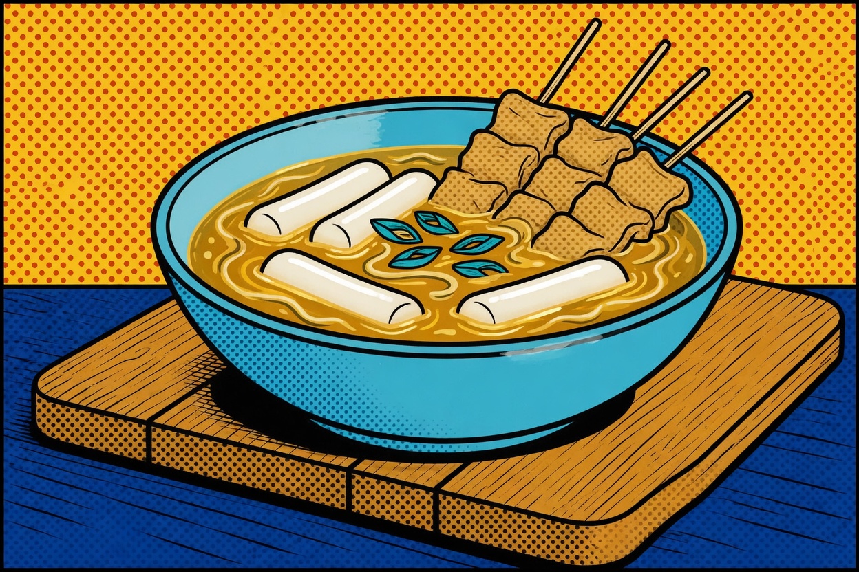 Eomuk Guk with Tteok — Fish Cake Soup for Tteokbokki Night