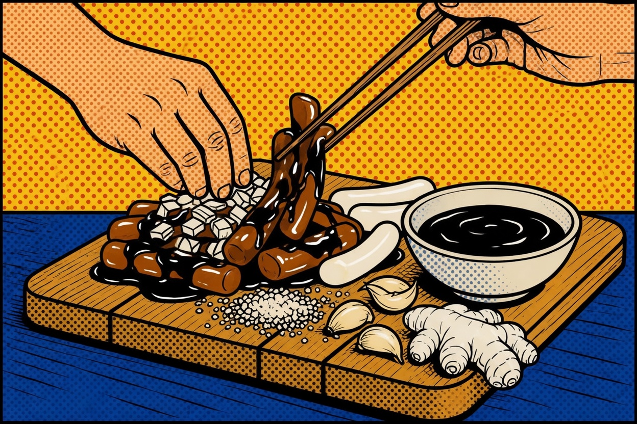 Jjajang Tteokbokki Recipe — Black Bean Sauce Rice Cakes
